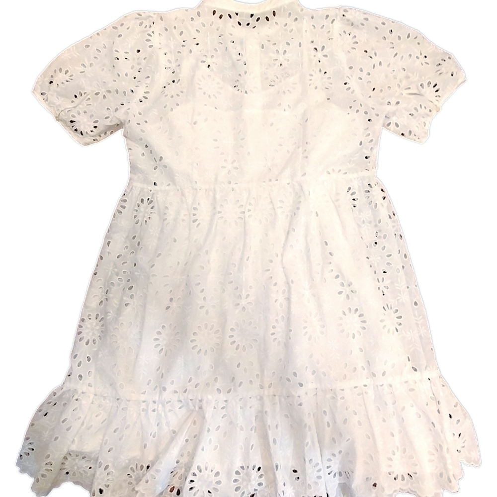 J.Crew White Eyelet Puff Sleeve Ruffle Dress AW798 - Picture 4 of 7